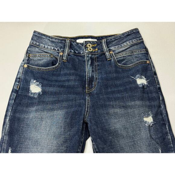 KanCan Women's Distressed Raw Hem Tapered Leg Jeans - Size 7 (27x26.5) - Picture 3 of 7